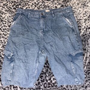 Men's Blue Denim Cargo Shorts
